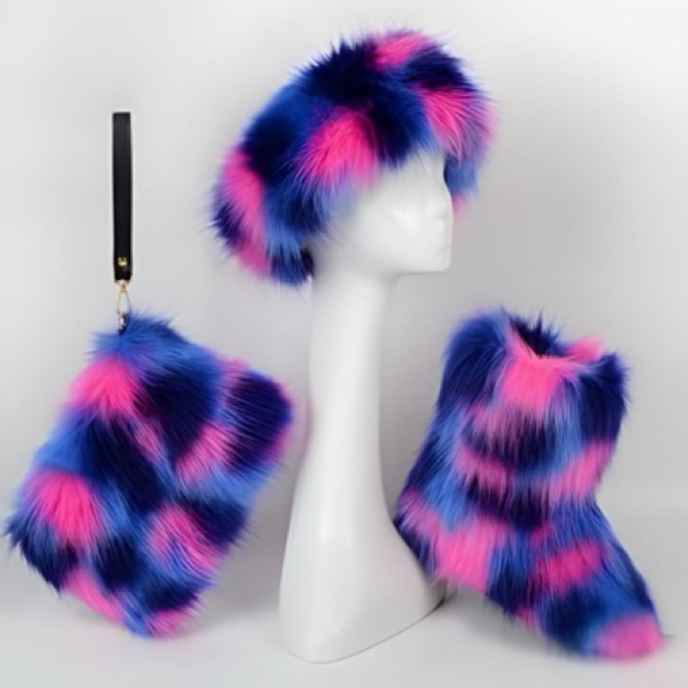 Multi- Colored Faux Fur Boot Set